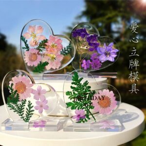 Moule silicone cœur sur socle pour résine époxy | Moule plaque décorative cœur avec base de présentation